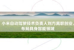 小米自动驾驶技术负责人刘方离职创业，布局具身智能领域